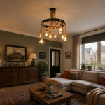 Load image into Gallery viewer, Rope-Wrapped Industrial Ring Chandelier