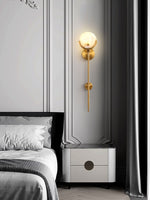 Cargar imagen en el visor de la Galería, Aplique de pared de alabastro Antoinett redondo, de estilo largo y ligero, de lujo