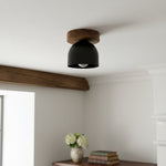 Load image into Gallery viewer, Metio Dome Scandinavian Oak Flush Mount Ceiling Light – Modern Minimalist Design for Living Room & Bedroom