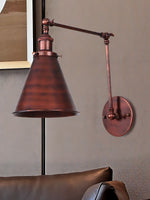 Load image into Gallery viewer, Conique Metal Swing Arm Bedroom Wall Lights - Industrial Swing Arm Lamp Adjustable Wall Sconce