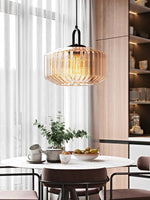 Load image into Gallery viewer, Ribbed Glass Pendant Light - Vintage Green Glass Hanging Light with Modern Appeal