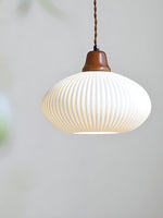 Load image into Gallery viewer, Ribbed Ceramic Pendant Light – Nordic Pendant Light with White Ceramic Elegance