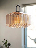 Load image into Gallery viewer, Ribbed Glass Pendant Light - Vintage Green Glass Hanging Light with Modern Appeal
