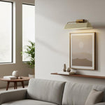 Bild in Gallery-Viewer laden, Libris Wandmontierte Bilderleuchte - Moderner Stahlrahmen mit Weichem Sandfarbener Schirm für Eingangsbereich & Esszimmer