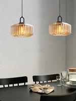 Load image into Gallery viewer, Ribbed Glass Pendant Light - Vintage Green Glass Hanging Light with Modern Appeal