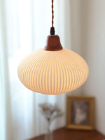 Load image into Gallery viewer, Ribbed Ceramic Pendant Light – Nordic Pendant Light with White Ceramic Elegance