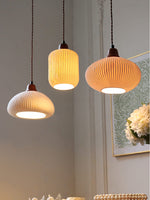Load image into Gallery viewer, Ribbed Ceramic Pendant Light – Nordic Pendant Light with White Ceramic Elegance