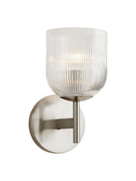 Cargar imagen en el visor de la Galería, Aplique Bravira de vidrio acanalado: lámpara de pared de latón y vidrio en estilos simple, doble y triple