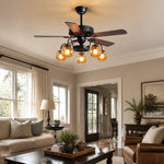 Cargar imagen en el visor de la Galería, Rustic Wood Ceiling Fan with Light