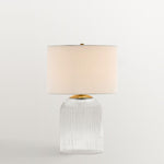 Load image into Gallery viewer, Bravira Ribbed Glass Table Lamp - Modern Lighting with Linen Shade