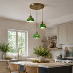Cargar imagen en el visor de la Galería, Round canopy jade pendant lights over a kitchen island