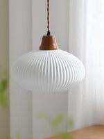 Load image into Gallery viewer, Ribbed Ceramic Pendant Light – Nordic Pendant Light with White Ceramic Elegance