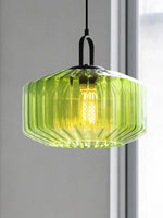 Load image into Gallery viewer, Ribbed Glass Pendant Light - Vintage Green Glass Hanging Light with Modern Appeal