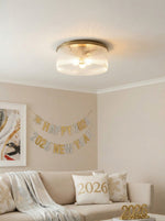 Charger l'image dans la visionneuse de galerie, Plafonnier encastré Bravira élégant en verre strié – Luminaire moderne et discret pour chambre à coucher