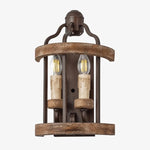 Cargar imagen en el visor de la Galería, Rustic wood and iron wall sconce small size