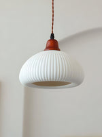 Load image into Gallery viewer, Ribbed Ceramic Pendant Light – Nordic Pendant Light with White Ceramic Elegance
