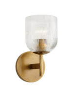 Cargar imagen en el visor de la Galería, Aplique Bravira de vidrio acanalado: lámpara de pared de latón y vidrio en estilos simple, doble y triple