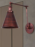 Load image into Gallery viewer, Conique Metal Swing Arm Bedroom Wall Lights - Industrial Swing Arm Lamp Adjustable Wall Sconce