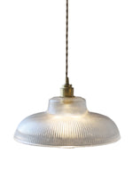 Load image into Gallery viewer, Ribbed Glass Pendant Light – Contemporary Glass Pendant Lights in Vintage Green Hue