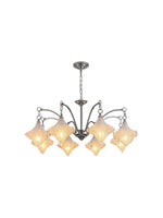 Load image into Gallery viewer, Art Deco Star Chandelier – Frosted Glass Deco Fixture for Dining Room – Astris Vega