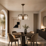 Load image into Gallery viewer, Brass Flower Glass Chandelier