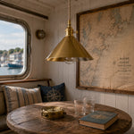 Cargar imagen en el visor de la Galería, Copper pendant light above a round wooden table