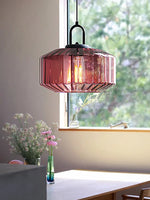 Load image into Gallery viewer, Ribbed Glass Pendant Light - Vintage Green Glass Hanging Light with Modern Appeal