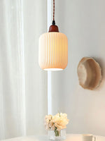 Load image into Gallery viewer, Ribbed Ceramic Pendant Light – Nordic Pendant Light with White Ceramic Elegance