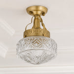 Bild in Gallery-Viewer laden, Clear Glass embossed Art Deco ceiling light in a bright classic interior