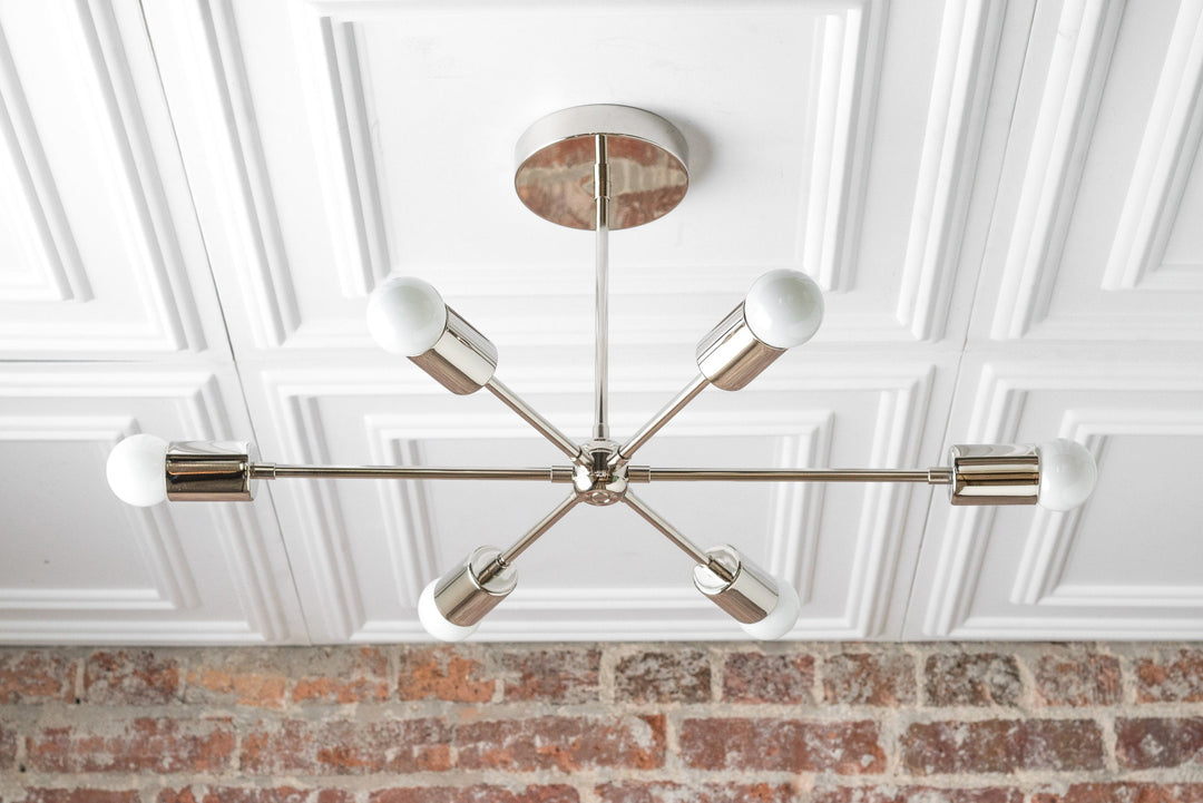 Lustre Mobilux Line Mid-Century Modern - Plafonnier suspendu à 6 têtes