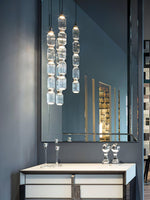 Load image into Gallery viewer, Contemporary Hanging Light - Iron Metal Glass Gold Brown Damp-rated