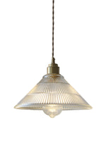 Load image into Gallery viewer, Ribbed Glass Pendant Light – Contemporary Glass Pendant Lights in Vintage Green Hue
