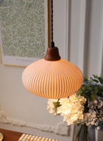 Load image into Gallery viewer, Ribbed Ceramic Pendant Light – Nordic Pendant Light with White Ceramic Elegance