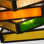 Bild in Gallery-Viewer laden, Textured amber green and clear glass shade detail