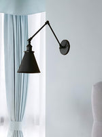 Load image into Gallery viewer, Conique Metal Swing Arm Bedroom Wall Lights - Industrial Swing Arm Lamp Adjustable Wall Sconce