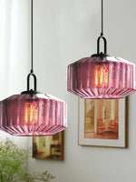 Load image into Gallery viewer, Ribbed Glass Pendant Light - Vintage Green Glass Hanging Light with Modern Appeal