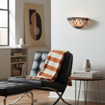 Load image into Gallery viewer, TF Layered Glass and Curved Metal Arm Wall Lamp – Transitional Art Deco Wall Sconce for Bedroom and Entryway