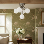 Load image into Gallery viewer, Glorica Glass Elegant Flush Mount Light Fixture - White Globe Design for Contemporary Interiors