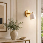 Cargar imagen en el visor de la Galería, White and gold wall sconce installed beside artwork