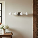 Load image into Gallery viewer, Glorica Glass Minimalist Metal Bar Vanity Light – Globe Wall Lamp for Dressing Room & Bathroom