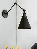 Load image into Gallery viewer, Conique Metal Swing Arm Bedroom Wall Lights - Industrial Swing Arm Lamp Adjustable Wall Sconce