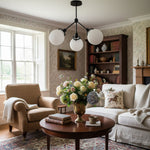 Load image into Gallery viewer, Glorica Glass Opal Globe Semi-Flush Ceiling Light – Modern Mid-Century Dining Room Fixture