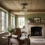 Load image into Gallery viewer, Glorica Glass Clear Globe Semi-Flush Ceiling Light – Modern Industrial Style for Living Room & Dining