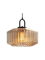Load image into Gallery viewer, Ribbed Glass Pendant Light - Vintage Green Glass Hanging Light with Modern Appeal