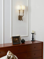 Load image into Gallery viewer, Vintage Fabric Wall Sconce – Double Drum Shade for Bedroom or Hallway