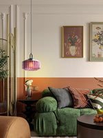 Load image into Gallery viewer, Ribbed Glass Pendant Light - Vintage Green Glass Hanging Light with Modern Appeal