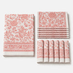 Cargar imagen en el visor de la Galería, Folded soft coral vine floral cotton linen tablecloth set