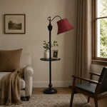 Load image into Gallery viewer, Burgundy shade floor lamp beside a sofa in a warm reading corner