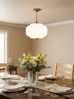 Charger l'image dans la visionneuse de galerie, Suspension semi-encastrée en verre opalin vintage Eloise à bord festonné