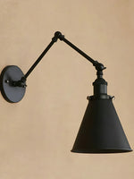 Load image into Gallery viewer, Conique Metal Swing Arm Bedroom Wall Lights - Industrial Swing Arm Lamp Adjustable Wall Sconce